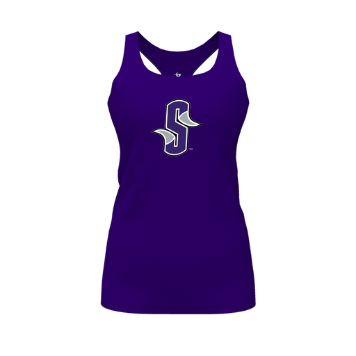 [CUS-DFW-RCBK-PER-PUR-FYS-LOGO3] Racerback Tank Top (Female Youth S, Purple, Logo 3)