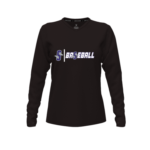[CUS-DFW-TEES-CMF-VNK-LSL-BLK-FYXS-LOGO2] Comfort T-Shirt (Female Youth XS, Black, V Neck, Logo 2, Long Sleeve)