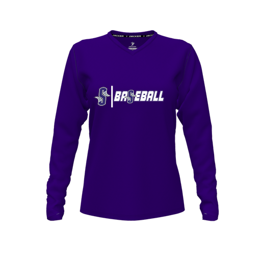 [FTLVPTPP-FYXS-LOGO2] Decker Performance T-Shirt (Female Youth XS, Purple, V Neck, Logo 2, Long Sleeve)