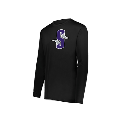 [222823.080.S-LOGO3] Youth LS Smooth Sport Shirt (Youth S, Black, Logo 3)