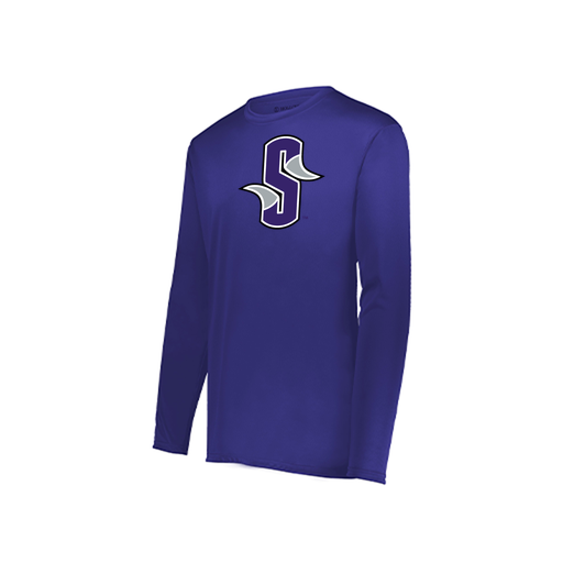 [222823.747.S-LOGO3] Youth LS Smooth Sport Shirt (Youth S, Purple, Logo 3)