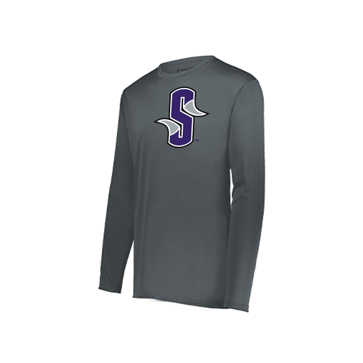 [222823.059.S-LOGO3] Youth LS Smooth Sport Shirt (Youth S, Gray, Logo 3)