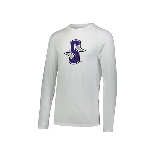 [3076.005.S-LOGO3] Youth LS Ultra-blend T-Shirt (Youth S, White, Logo 3)