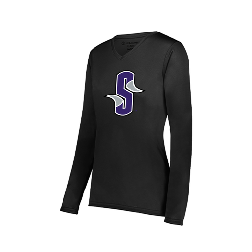 [222824.080.S-LOGO3] Ladies LS Smooth Sport Shirt (Female Adult S, Black, Logo 3)