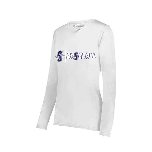 [222824.005.S-LOGO2] Ladies LS Smooth Sport Shirt (Female Adult S, White, Logo 2)